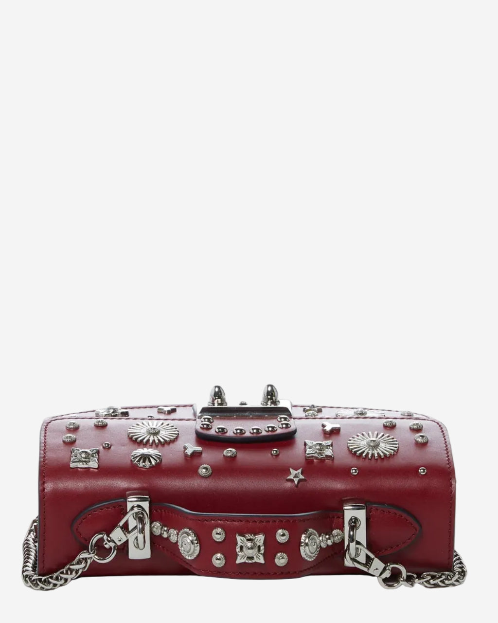 Studded Small Leather Crossbody Purse Bag | Burgundy
