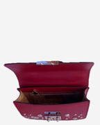Studded Small Leather Crossbody Purse Bag | Burgundy