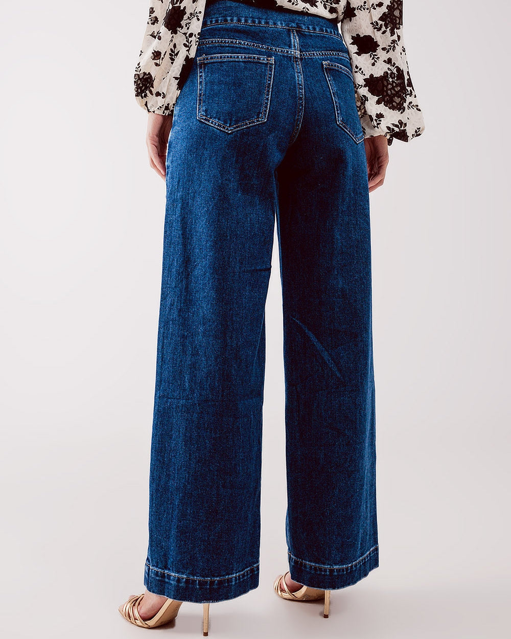Button Front Jean in Mid Blue