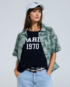 Button-Up Polo Shirt in Tie Dye Green