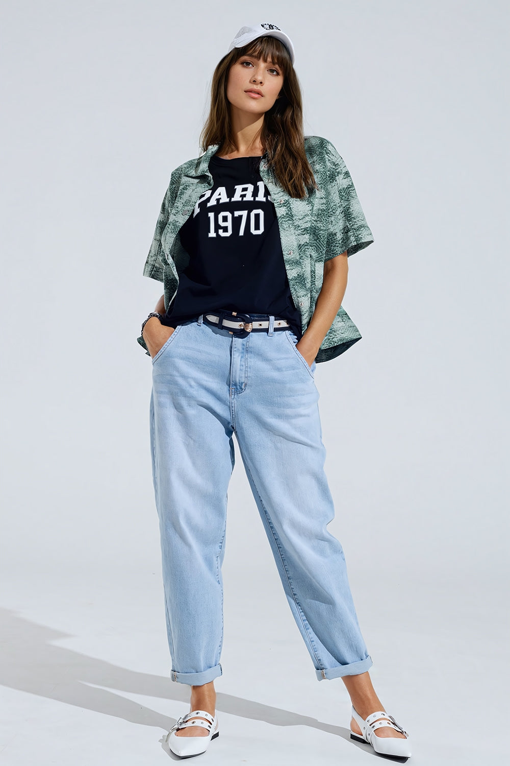 Button-Up Polo Shirt in Tie Dye Green