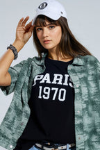 Button-Up Polo Shirt in Tie Dye Green