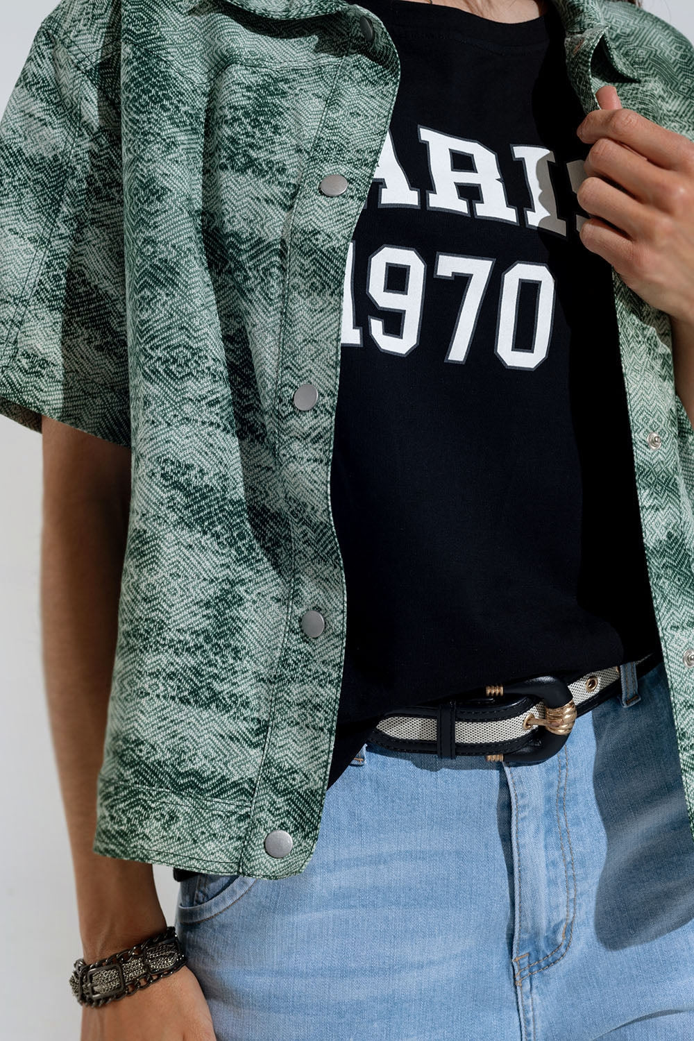Button-Up Polo Shirt in Tie Dye Green