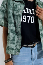 Button-Up Polo Shirt in Tie Dye Green