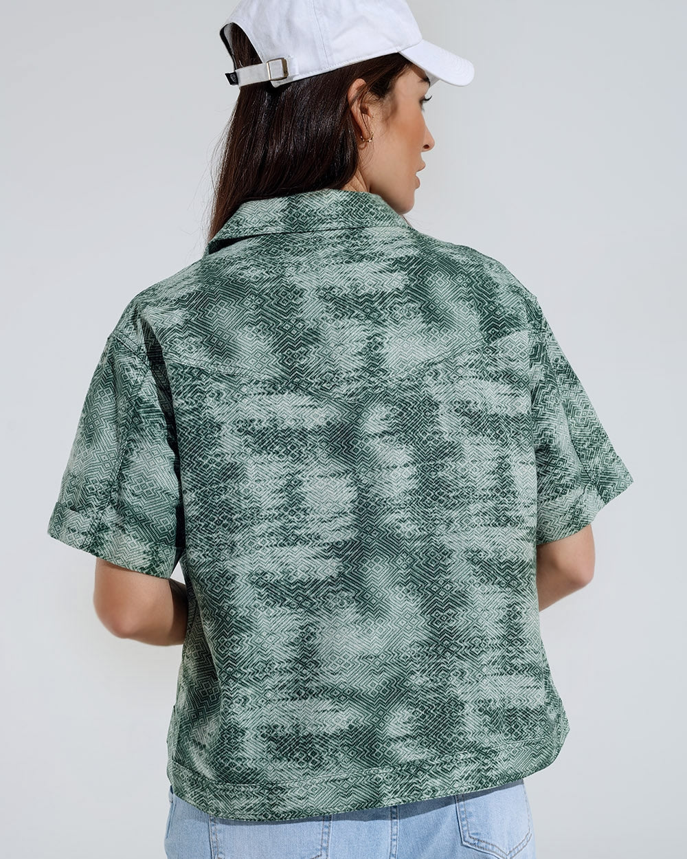 Button-Up Polo Shirt in Tie Dye Green
