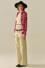 Buttoned Shirt in Fuchsia Leopard Print