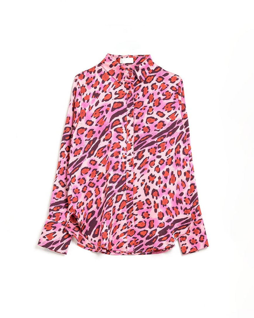 Buttoned Shirt in Fuchsia Leopard Print