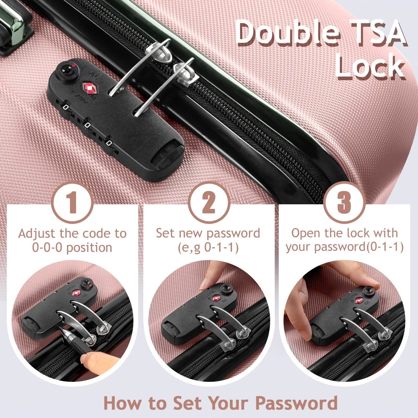 3-Piece Hard Shell Luggage Set with TSA Lock