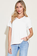 Basic Bae Bamboo V-Neck High-Low T-Shirt