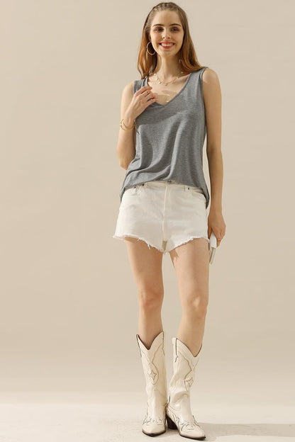 Curved Hem V-Neck Tank