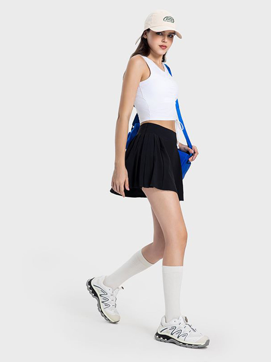 Pleated Detail Mid-Rise Active Skirt