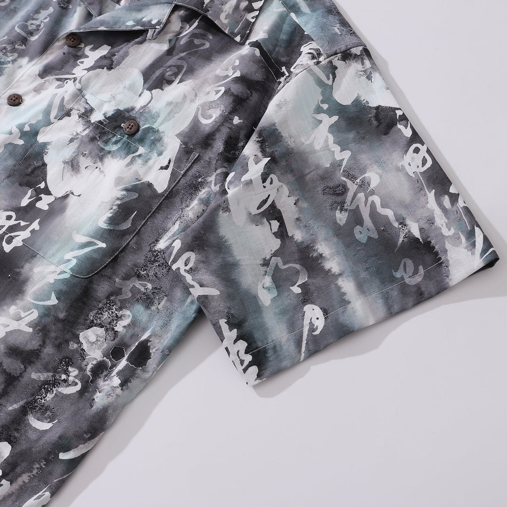 Designer Hawaiian Shirt Chinese Ink Painting 100% Cotton