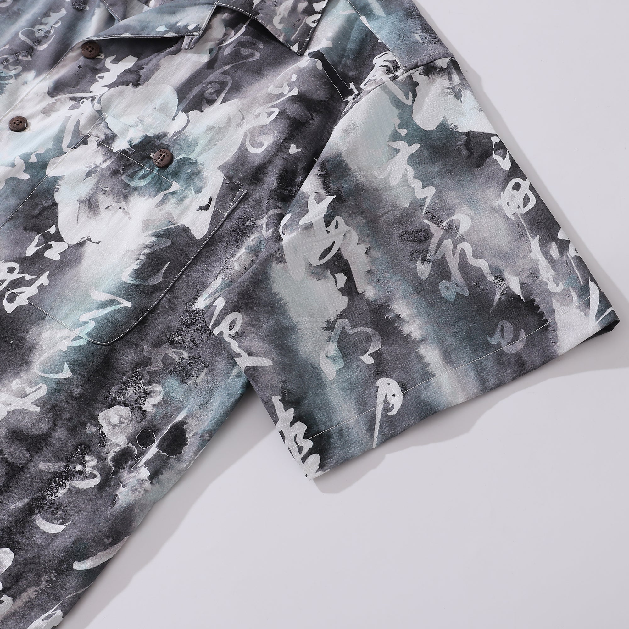 Designer Hawaiian Shirt Chinese Ink Painting 100% Cotton