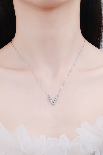 Sterling Silver 'V' Letter Pendant Necklace