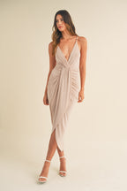 Draped Detail Cami Midi Dress Light Mauve
