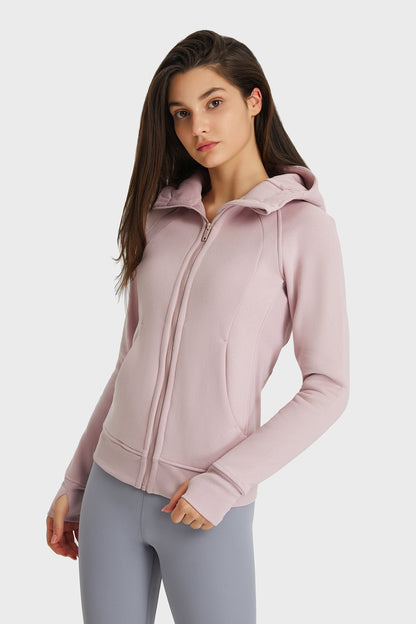 Zip-Up Seam Detail Hooded Sports Jacket