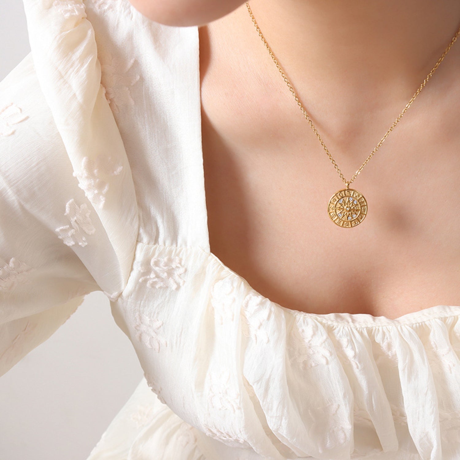 Timepiece Shape Zodiac Pendant Necklace