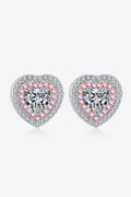 Pink Accent Heart-Shaped Stud Earrings