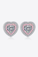 Pink Accent Heart-Shaped Stud Earrings