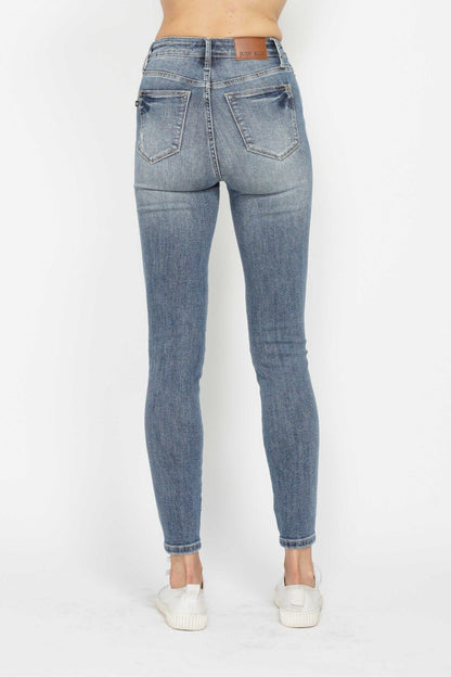 Tummy Control Contrast Wash Skinny Jeans