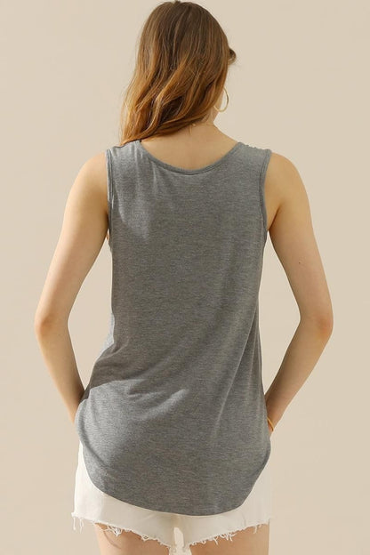 Curved Hem V-Neck Tank