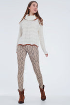 Camel Coloured Pants with Snake Pattern