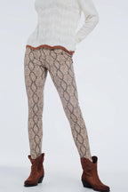 Camel Coloured Pants with Snake Pattern