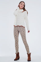 Camel Coloured Pants with Snake Pattern