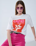 Capri La Dolce Vita White T-Shirt with Graphic Print