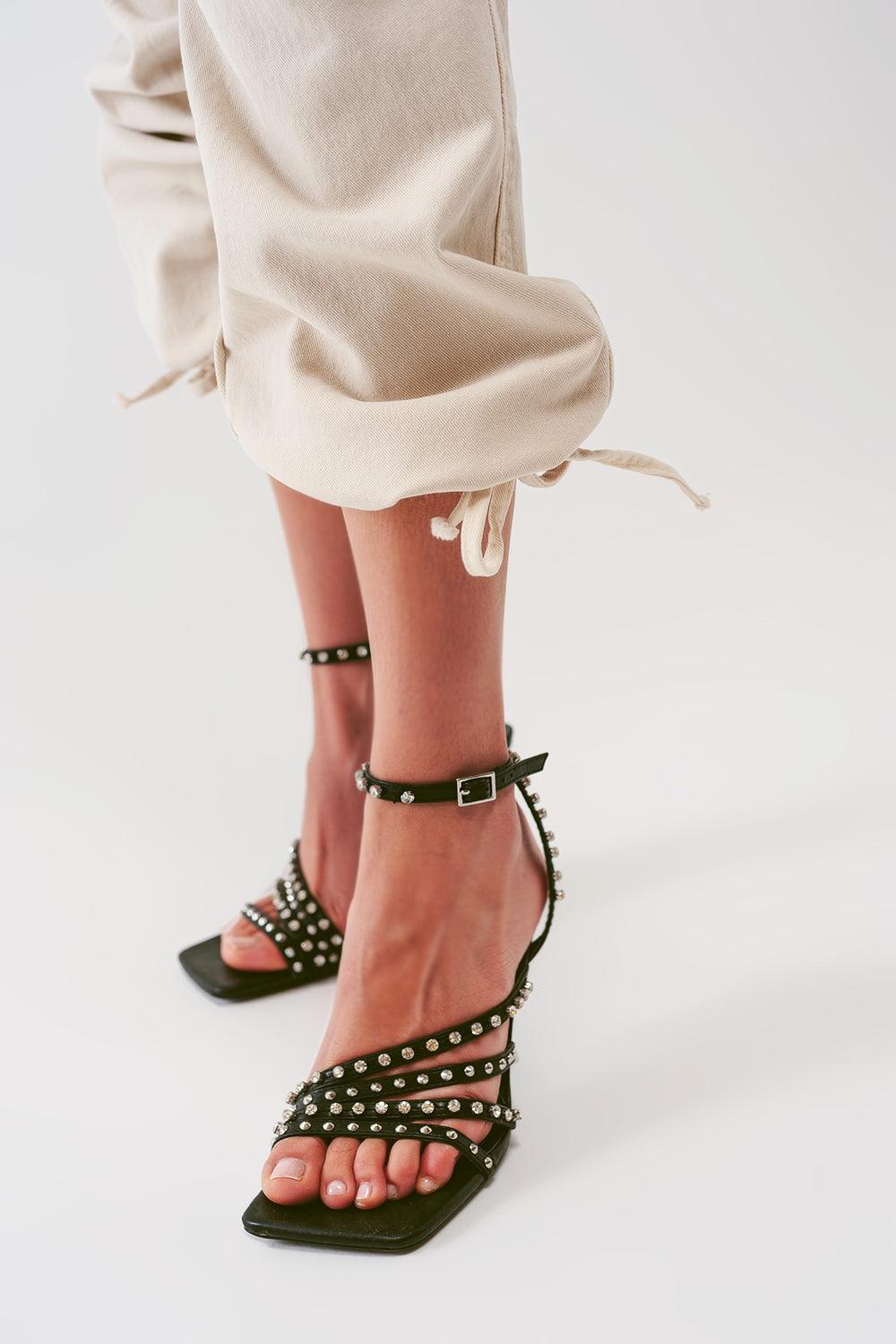 Cargo Pants with Tassel Ends in Sand
