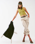 Cargo Pants with Tassel Ends in Sand