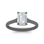 Cathedral Flat Band Emerald Cut Solitaire Engagement Ring