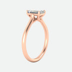 Cathedral Flat Band Emerald Cut Solitaire Engagement Ring