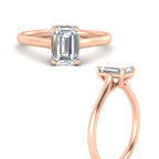 Cathedral Flat Band Emerald Cut Solitaire Engagement Ring
