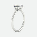 Cathedral Flat Band Emerald Cut Solitaire Engagement Ring