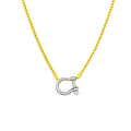 Lucky Lock Carabiner Necklace Two-Tone Mixed Metal Horseshoe Pendant Chain