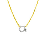Lucky Lock Carabiner Necklace Two-Tone Mixed Metal Horseshoe Pendant Chain