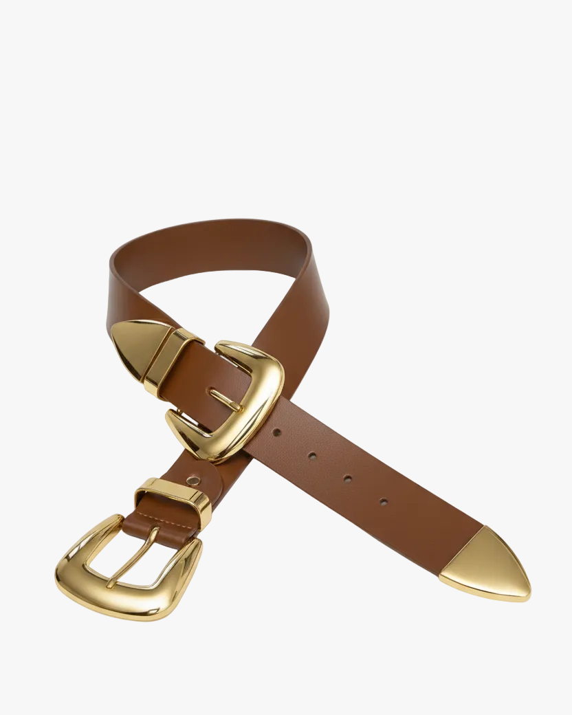 Double Buckle Western Waist Belt for Women