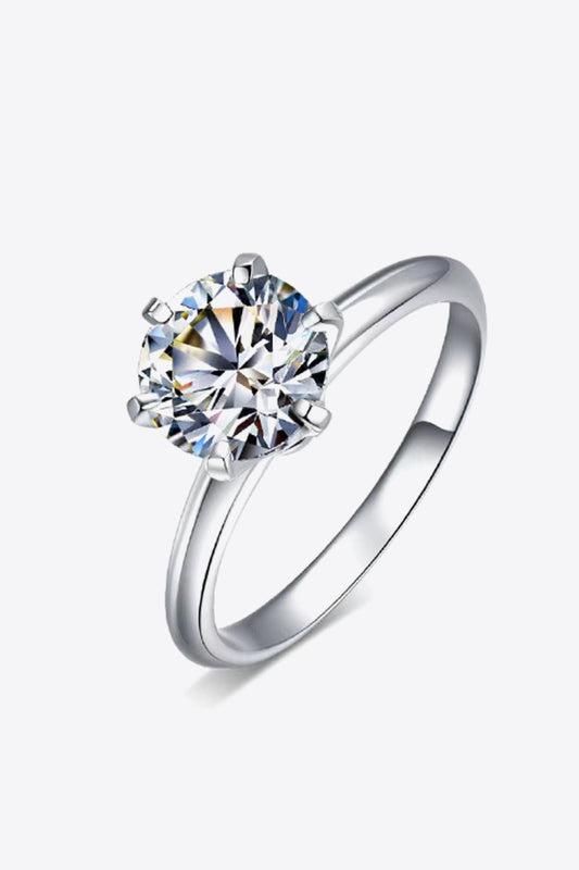 Sterling Silver 3 Ct Moissanite 6-Prong Ring