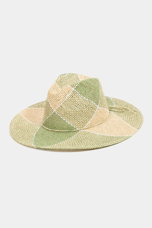 Light Green Contrast Straw Braid Hat