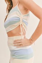 Striped Knit Cami and Midi Skirt Set