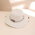 Wide-Brim Leather Patch Fisherman Hat | UV Sun Protection Outdoor Hat