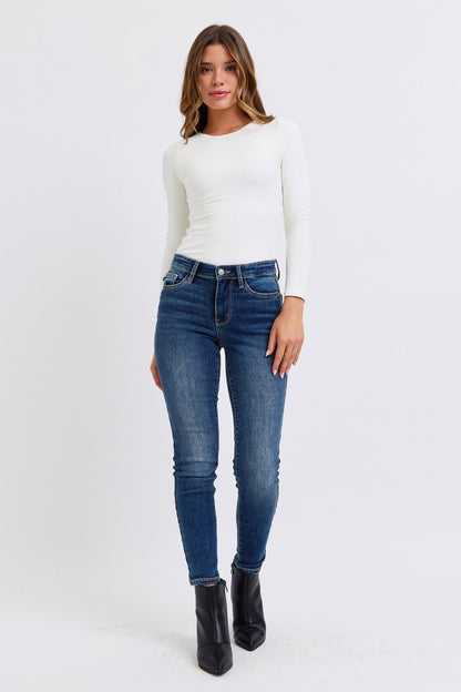 Mid-Rise Waist Skinny Jeans with Thermal Lining