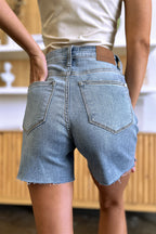 Judy Blue High Waist Raw Hem Denim Shorts