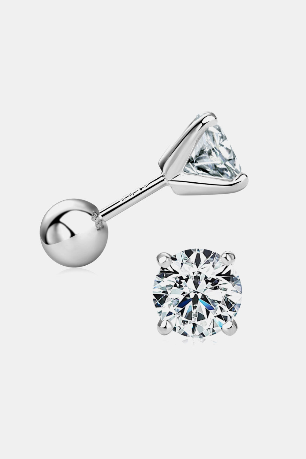 Silver Stud Earrings with 2 Ct Moissanite