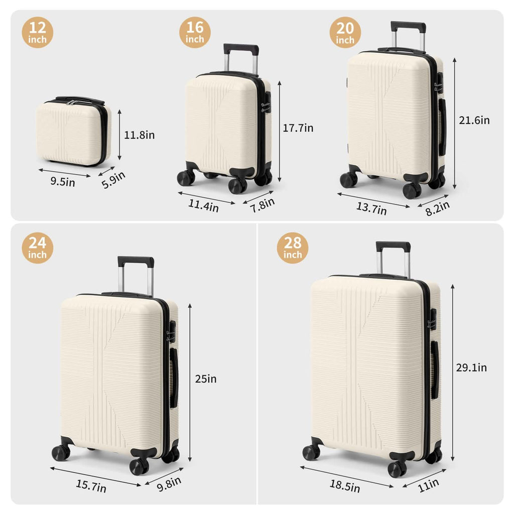5-Piece Lightweight Luggage Set with Lock
