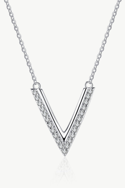 Sterling Silver 'V' Letter Pendant Necklace