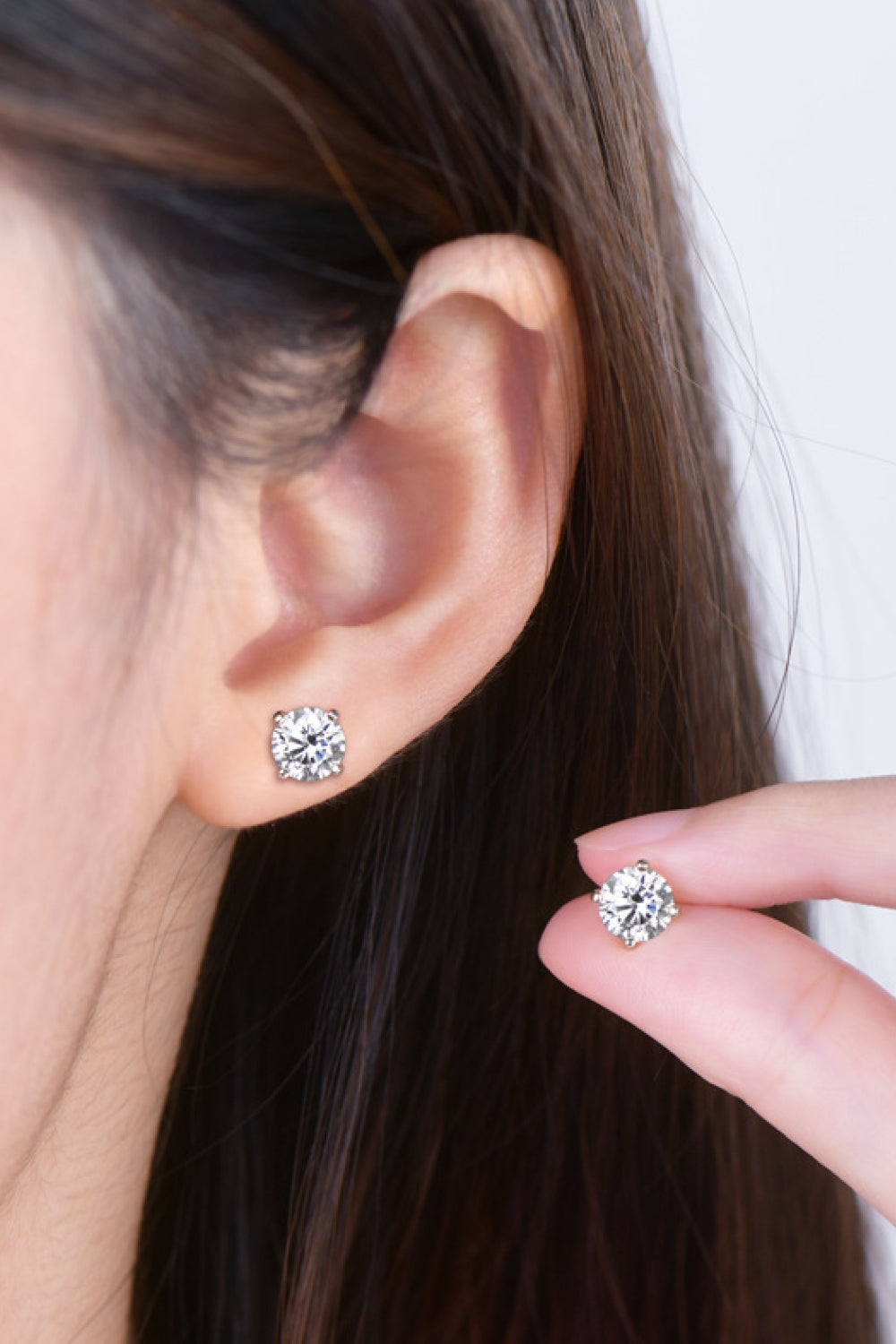 Silver Stud Earrings with 2 Ct Moissanite