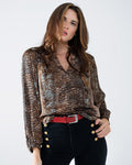 Chiffon Blouse in Brown Leopard Print