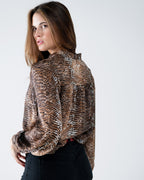 Chiffon Blouse in Brown Leopard Print